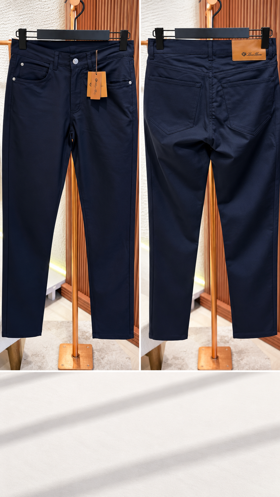 pantalon bleu marine, vues avant et arrière pantalon bleu marine, vues avant et arrière